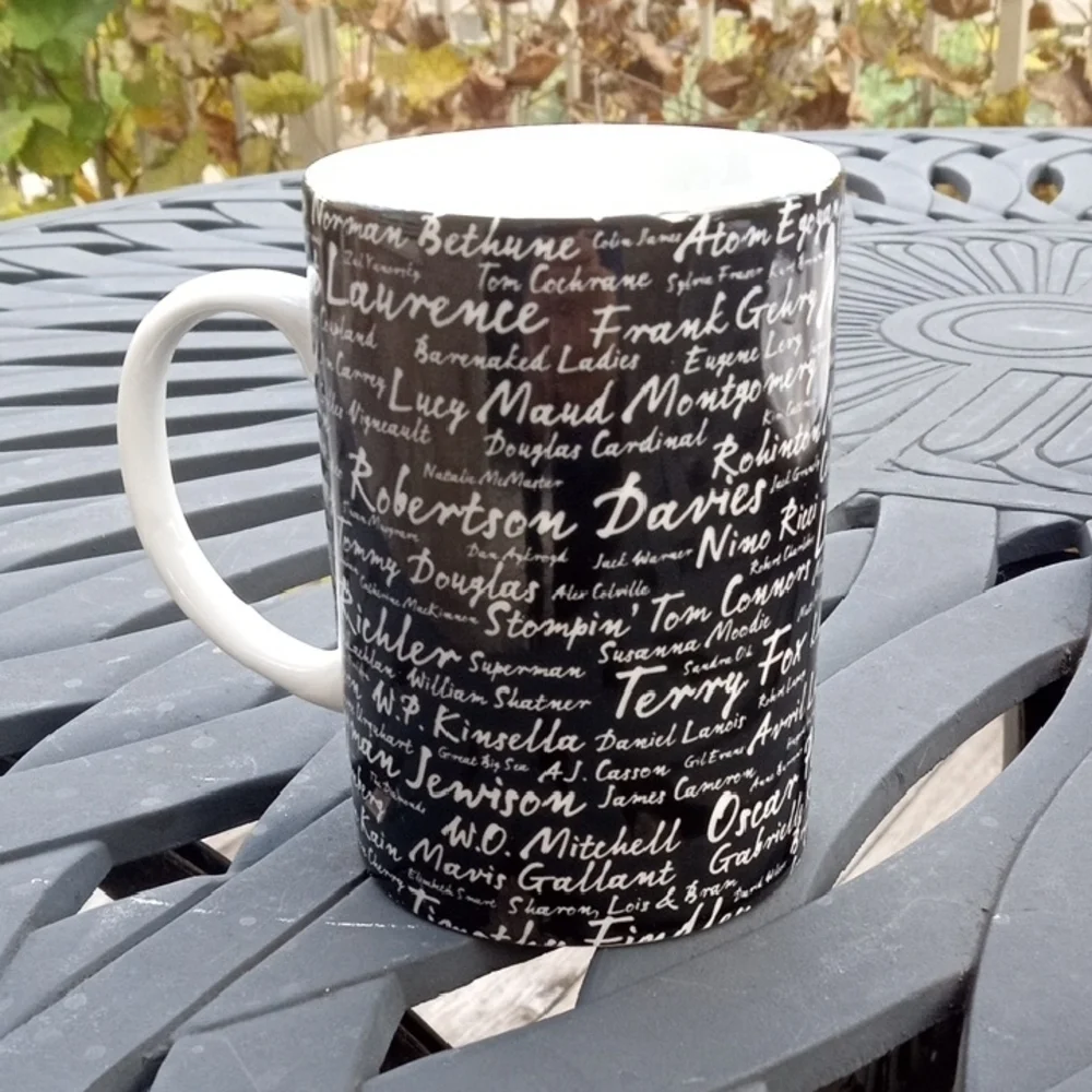 INDIGO Black And White Tea/Coffee Mug With The Names Of Famous Canadians - Picture 4 of 6